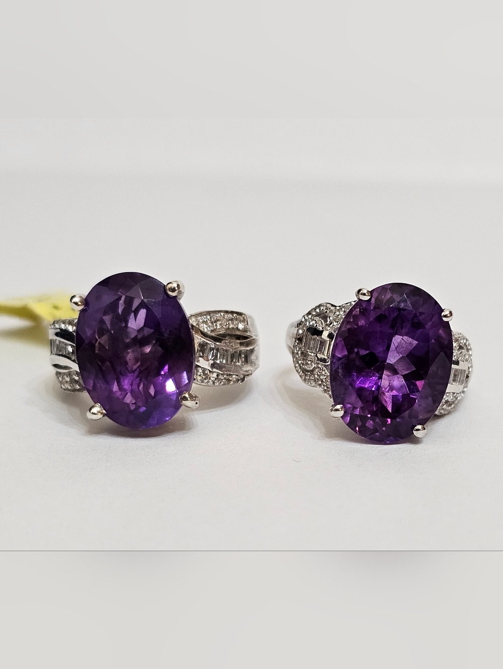 Natural Morrocan Amethyst & White Zircon Ring Sterling Silver Rhodium Sz 7 - Picture 10 of 10